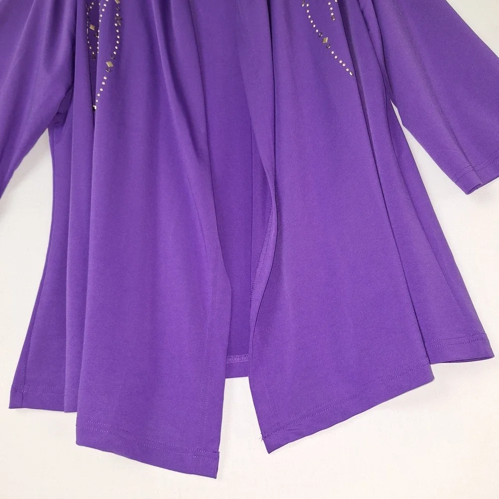 Vintage Salon Studio Purple LP‎ 90s Open-front Cardigan Beaded Embellishments